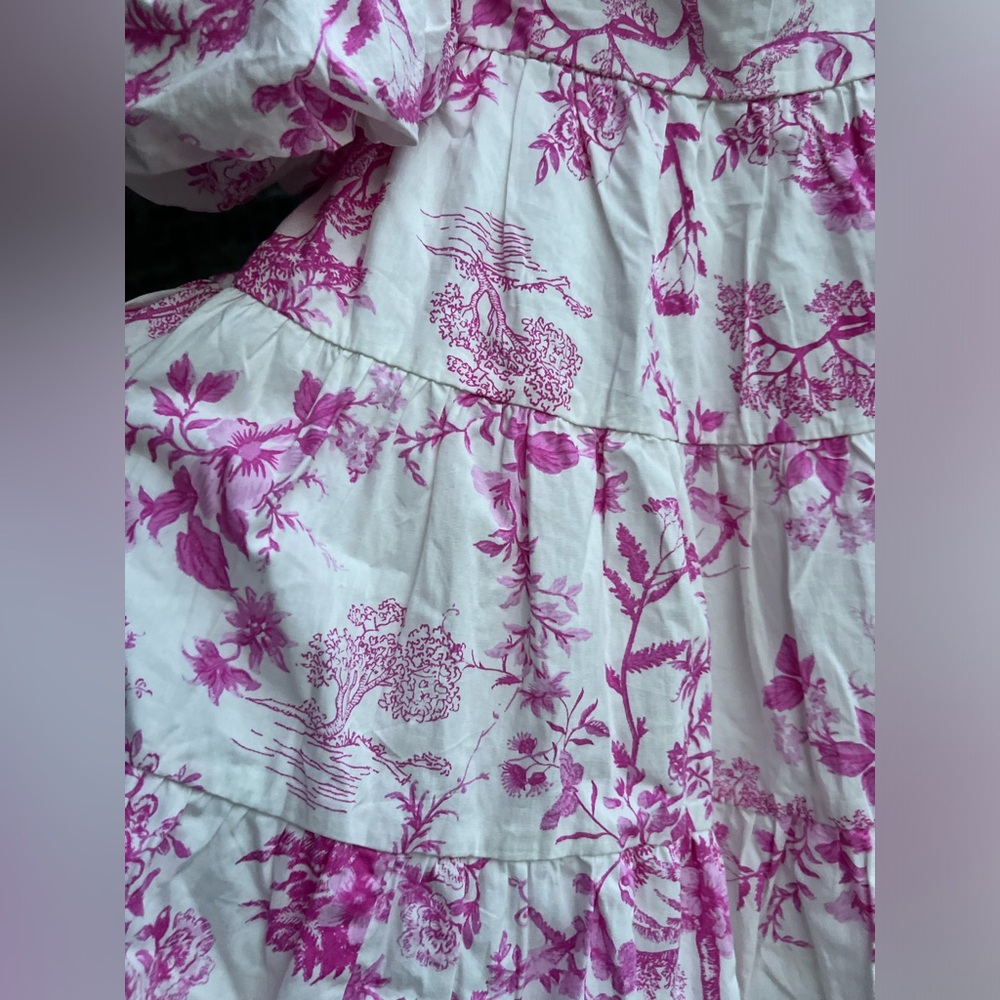 🆕 🌸 AQUA Pink Toile Off-Shoulder Cotton Mini Dress Bloomingdale’s Exclusive S - Picture 8 of 13